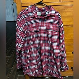 Ll Bean Mens Chamois Red Plaid Flannel Shirt Size XL Big and Tall
